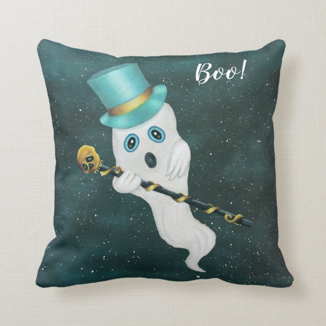 Dressed up Ghost in Night Sky Top Hat Skull Cane