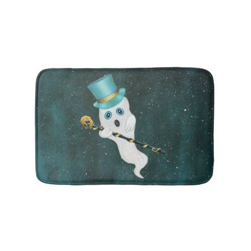 Dressed Up Ghost Night Sky Silly Face Hat Cane Bath Mat