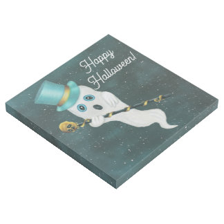 Dressed Up Ghost Top Hat Fancy Cane Gold Skull Sky Gallery Wrap