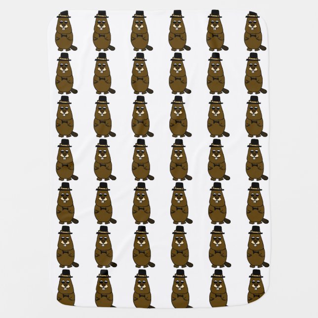 Dressed up Groundhog Baby Blanket (Front)