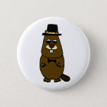 Dressed up Groundhog Button