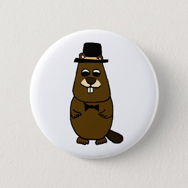 Dressed up Groundhog Button (Front)