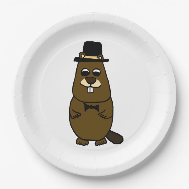 Dressed up Groundhog Paper Plates (Front)