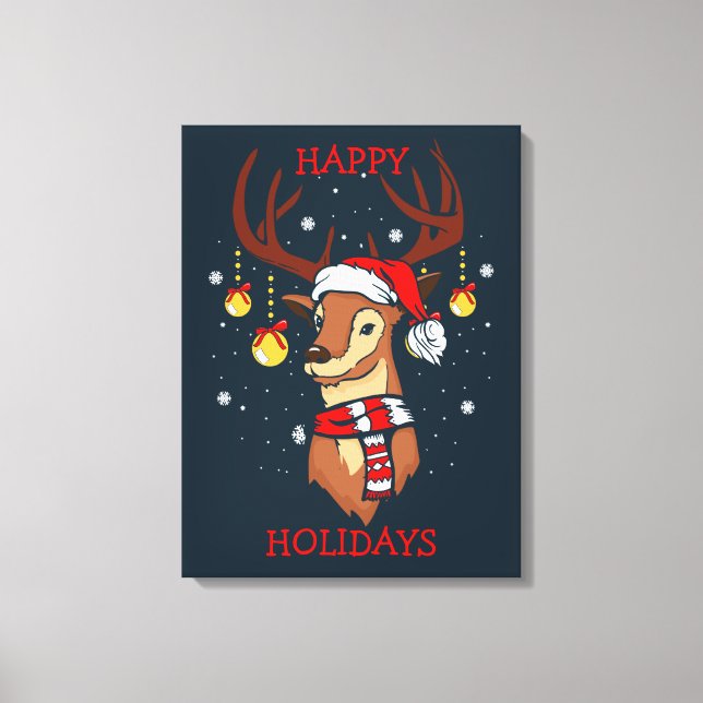 Dressed Up Reindeer Christmas Decorations Canvas Print (Front)