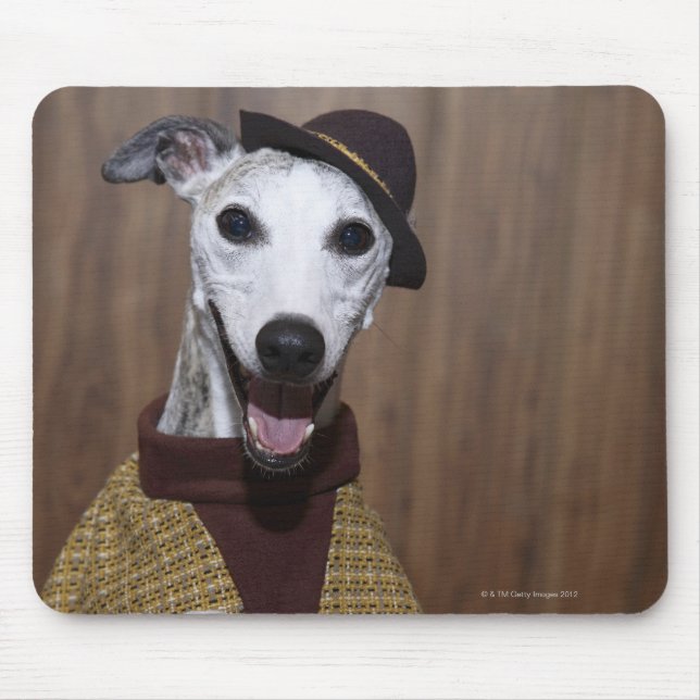 Dressed up Whippet dog at gambling table Mouse Pad (Front)