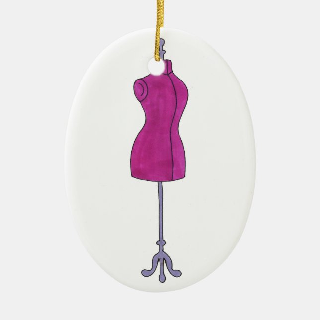 Dressform Mannequin Sewing Fashion Costume Design Ceramic Ornament (Front)