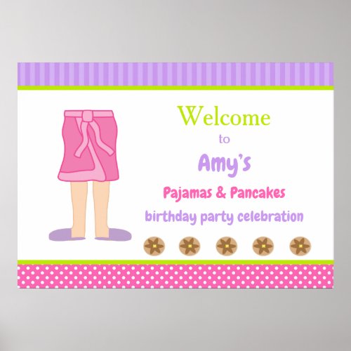 Dressing Gown Pajamas  Pancakes Birthday Party Poster
