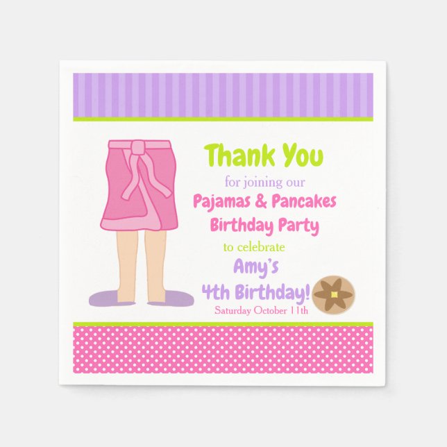 Dressing Gown Pyjamas and Pancakes Party Napkins (Front)