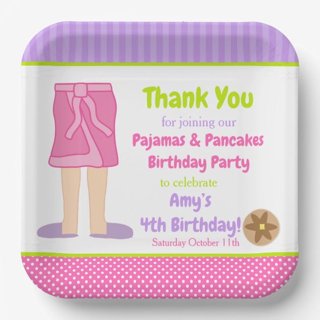 Dressing Gown Pyjamas and Pancakes Party Paper Plates (Front)