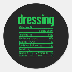 Dressing Nutrition Facts Family Matching Christmas Classic Round Sticker