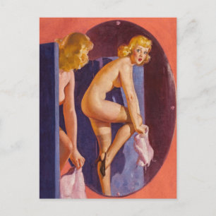 Dressing Pin Up Postcard