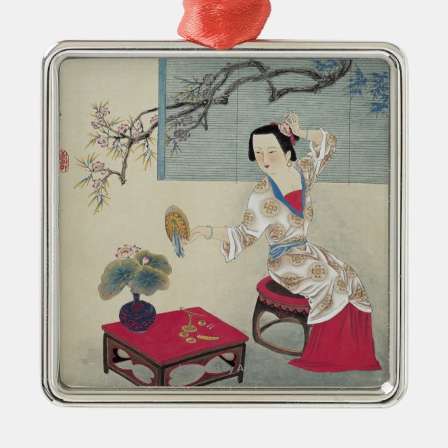 Dressing up in the Morning Metal Ornament (Front)