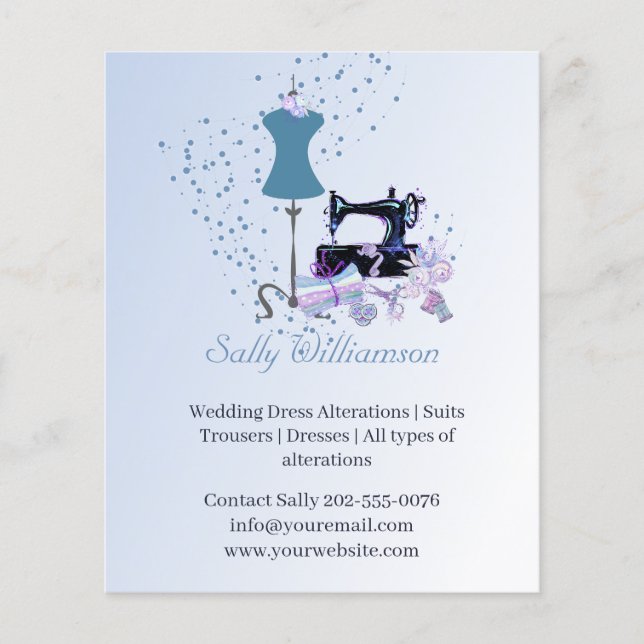 Dressmaker Alterations Blue Advertising Flyer (Front)