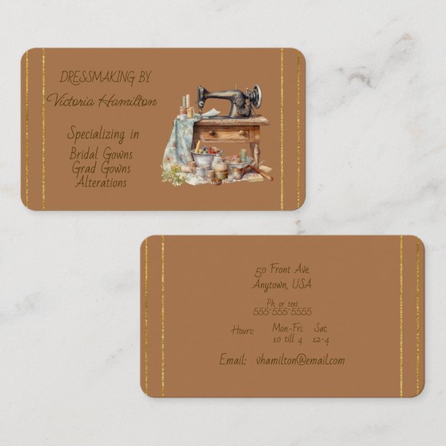 Dressmaker Bridal Gowns Grad Gowns Business Card (Front/Back)
