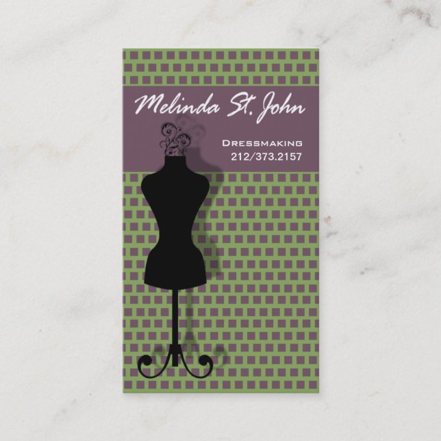 Dressmaker Mannequin Sewing Fashion Designer Business Card (Front)