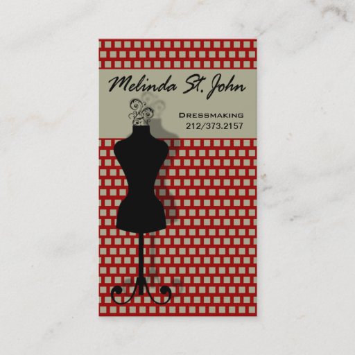 Customizable Dressmaker Mannequin Sewing Fashion Designer Business Card Templates