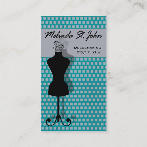 Customizable Dressmaker Mannequin Sewing Fashion Designer Business Card Template