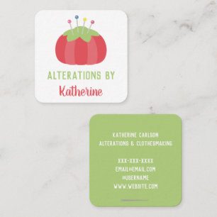 Dressmaker Pincushion Alterations Handmade Square Business Card
