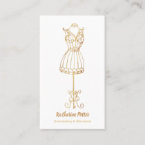 Dressmaker Seamstress Gold Glitter Mannequin Busin Business Card