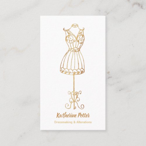 Dressmaker Seamstress Gold Glitter Mannequin Busin Business Card