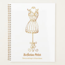 Dressmaker Seamstress Gold Glitter Mannequin Plann Planner