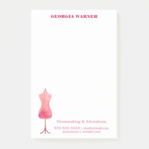 Dressmaker Seamstress Tailor Sewing Watercolor Pos Post_it Notes