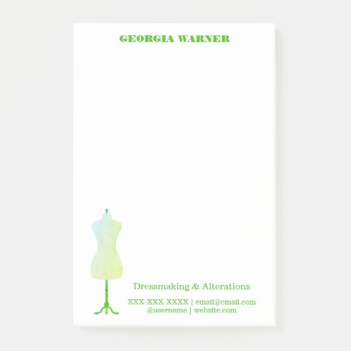 Dressmaker Seamstress Tailor Sewing Watercolor Post_it Notes