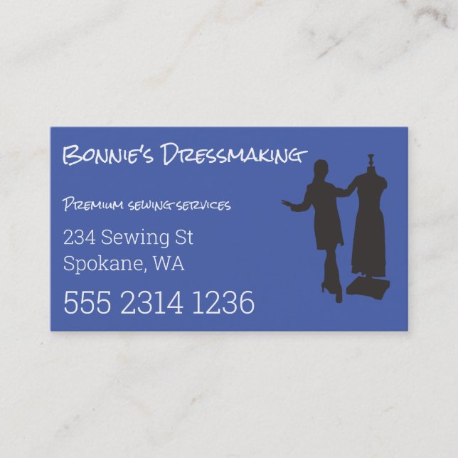 Dressmaker Tailor Create Your Own Easy Generic Bus Business Card (Front)