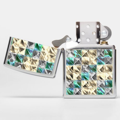  Dressy mint beige and silver tiles or stained  Zippo Lighter