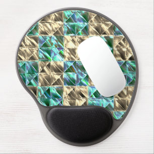 Dressy mint green to beige tiles or stained chess gel mouse pad