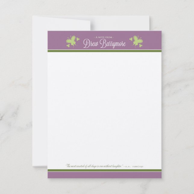 Drew Barrymore custom Flat Note Cards (Front)