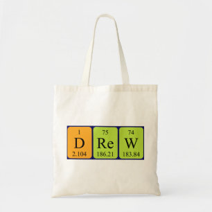 Drew periodic table name tote bag