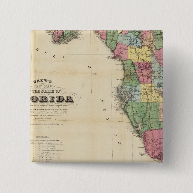 Drew's New Map Of The State Of Florida Button (Front)