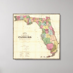 Drew's New Map Of The State Of Florida Canvas Print