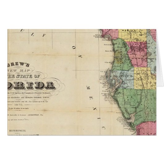 Drew's New Map Of The State Of Florida Cards (Front Horizontal)