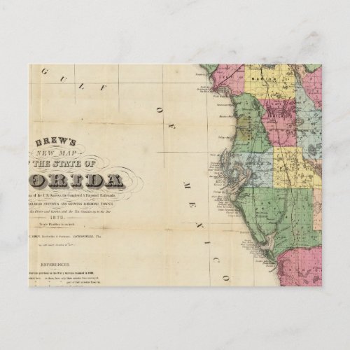 Drews New Map Of The State Of Florida Postcard
