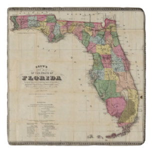 Drew's New Map Of The State Of Florida Trivet