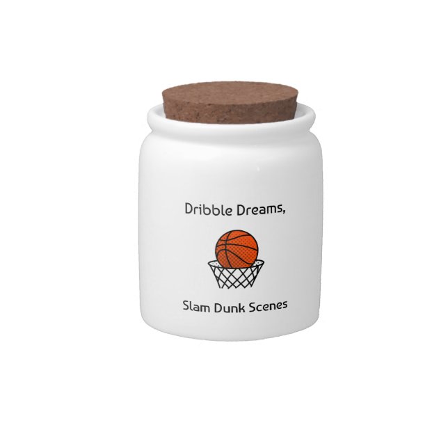 Dribble Dreams, Slam Dunk Scenes Basketball Candy Jar (Front)