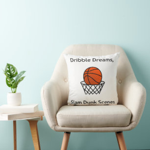Dribble Dreams, Slam Dunk Scenes Basketball Throw Pillow