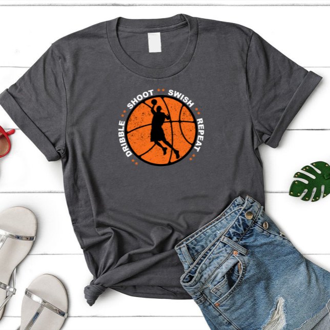 Dribble, Shoot, Swish, Repeat, Basketball T-Shirt (Creator Uploaded)
