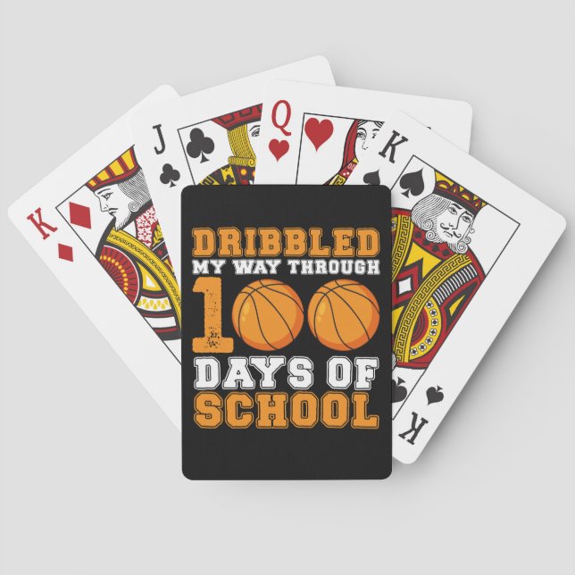 Dribbled My Way Through 100 Days School Basketball Poker Cards (Back)