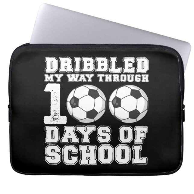 Dribbled My Way Through 100 Days School Soccer Laptop Sleeve (Front)