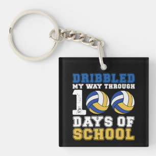 Dribbled My Way Through 100 Days School Volleyball Keychain
