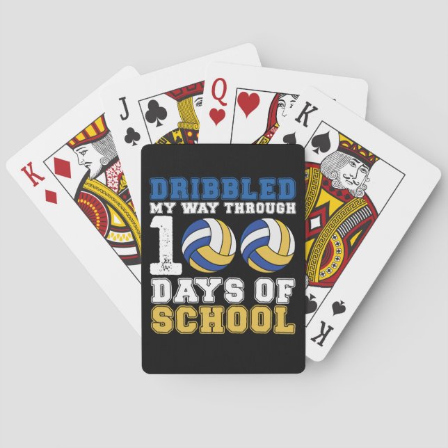 Dribbled My Way Through 100 Days School Volleyball Poker Cards (Back)