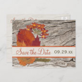 Dried Autumn Leaf, Flowers Save the Date Postcard (Front/Back)
