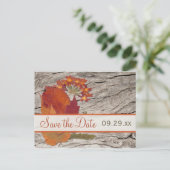 Dried Autumn Leaf, Flowers Save the Date Postcard (Standing Front)