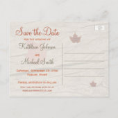 Dried Autumn Leaf, Flowers Save the Date Postcard (Back)