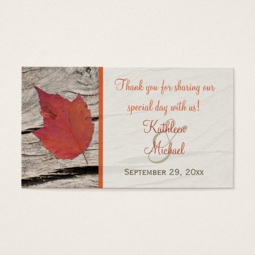 Dried Autumn Leaf Wedding Favor Tag Business Card