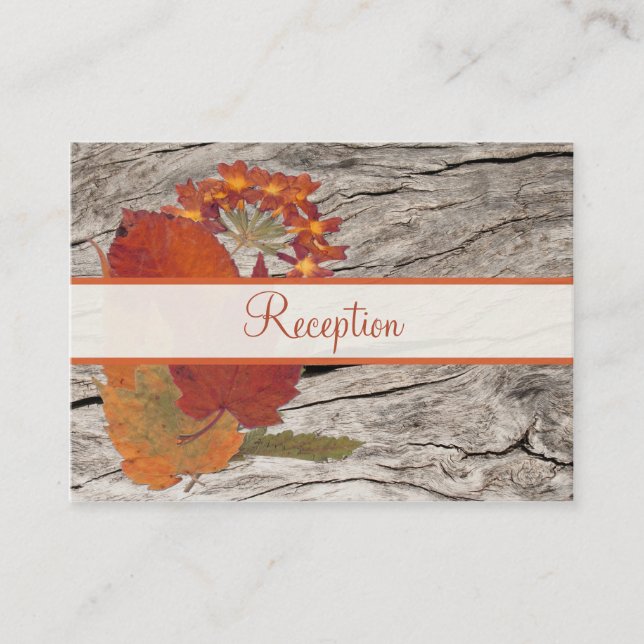 Dried Autumn Leaves and Flowers Enclosure Card (Front)