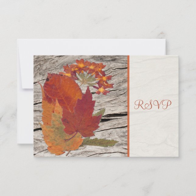 Dried Autumn Leaves and Flowers RSVP Card (Front)